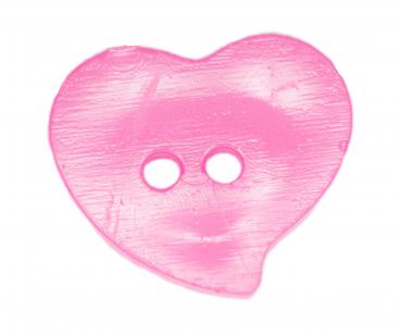 Kids button as heart made of plastic in pink 13 mm 0,51 inch
